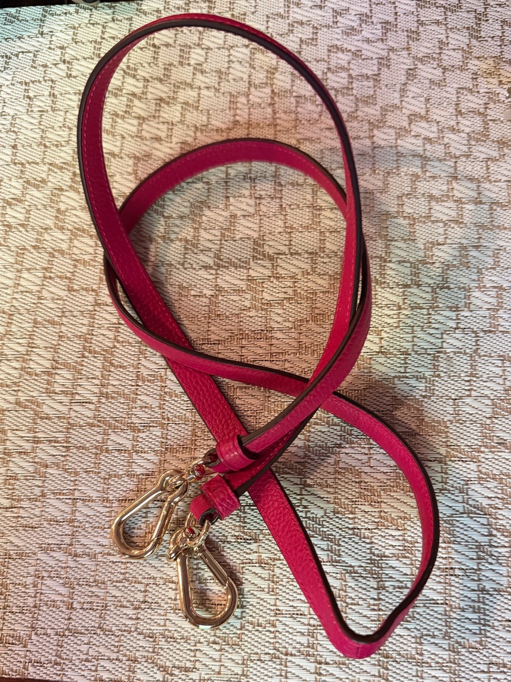 Coach hot pink leather purse strap with gold hardware